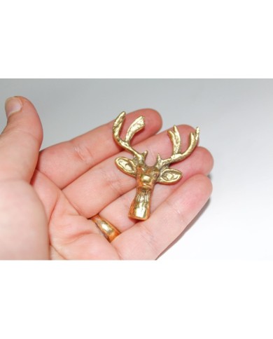 1 Adet -Pirinç Kaplama Vidalı Tepsi - Çekmece Kulpu - Geyik Kafası Model