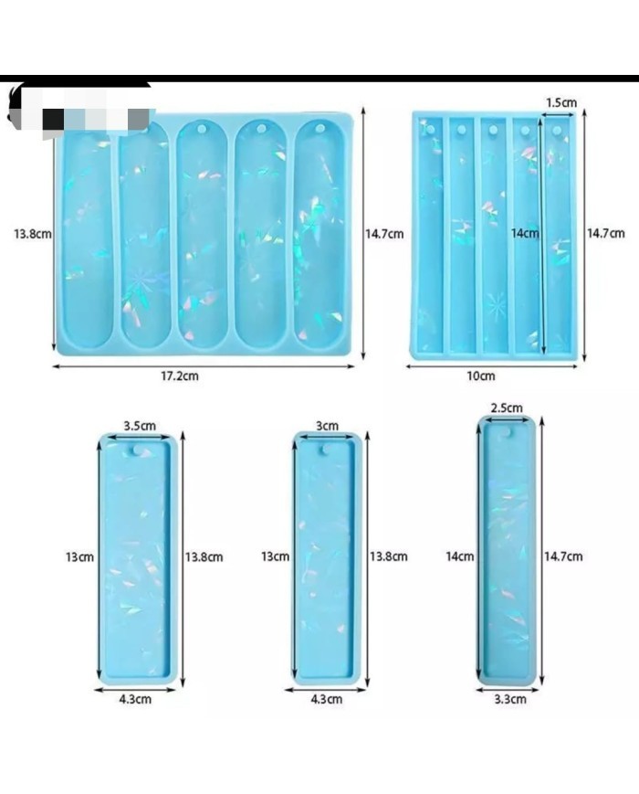 Uzun Dikdörtgen Hologram  Kitap Ayracı- Hobi Silikon Kalıbı -Kod:453