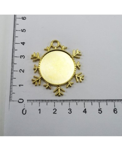 Metal Kolye Ucu - Kar Tanesi 1 Adet Gold
