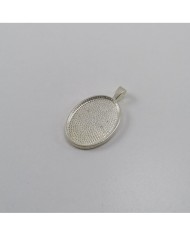 Metal Kolye Ucu - Oval - Gümüş 1 Adet