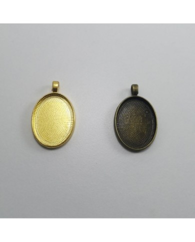 Metal Kolye Ucu - Oval - Antik Sarı 1 Adet