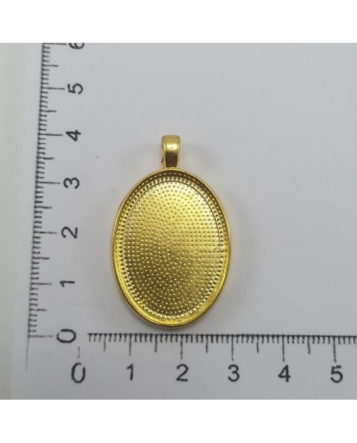 Metal Kolye Ucu - Oval - Antik Sarı 1 Adet