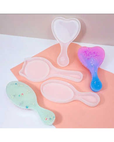 Kalp Epoksi Tarak Kalıp Seti - Hobi Silikon Kalıbı - Kod:1208