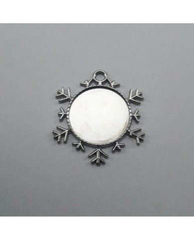 Metal Kolye Ucu - Kar Tanesi 1 Adet Gümüş