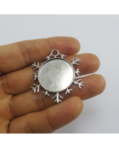 Metal Kolye Ucu - Kar Tanesi 1 Adet Gümüş