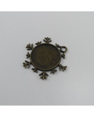 Metal Kolye Ucu - Kar Tanesi 1 Adet Antik Sarı