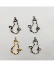Taçlı Kedi Model Reçine Metal Kolye Ucu