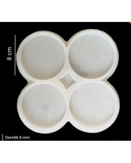 5 Adet 8 cm Dörtlü Yuvarlak Bardak Altı Kalıbı - Hobi Silikon Kalıbı -Kod:Sn26