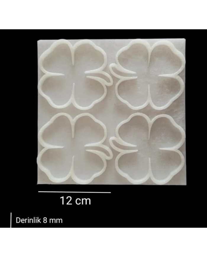 5 Adet Dörtlü Yonca Bardak Altlığı Kalıbı - Hobi Silikon Kalıbı -Kod:Sn45