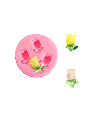 3 Küçük Lale Silikon Kalıp - Hobi Silikon Kalıbı -Kod:1133