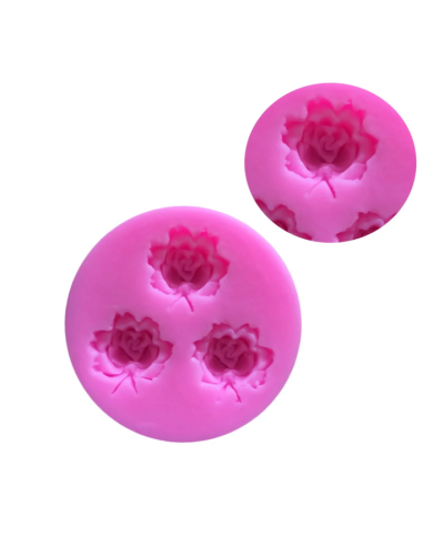 3D Gül Çiçek Desenli Silikon Kalıp - Hobi Silikon Kalıbı -Kod:1134