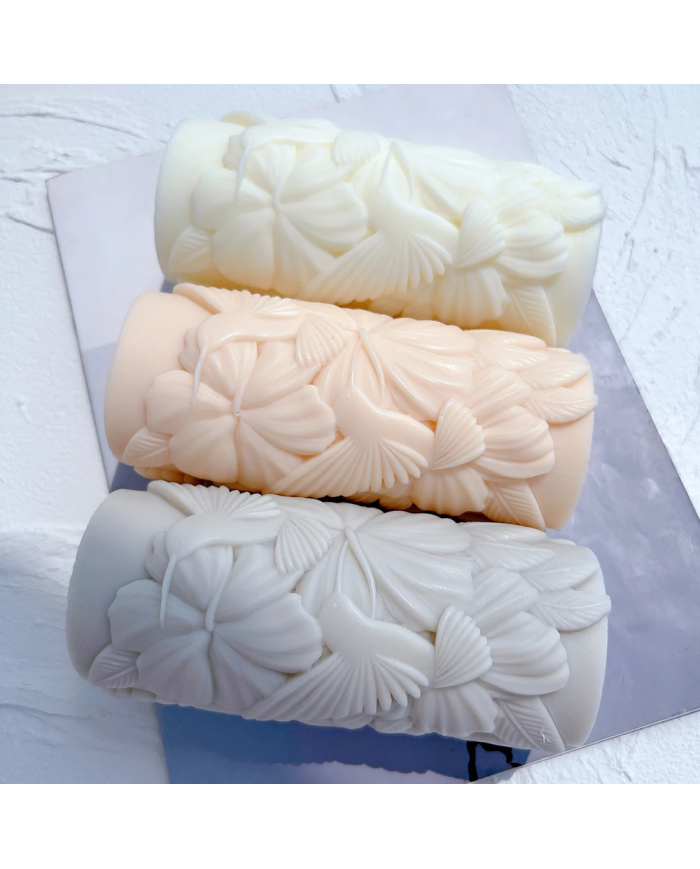 Silindir Çiçekli Kuş Mum Hobi Silikon Kalıbı - Kod: 1149