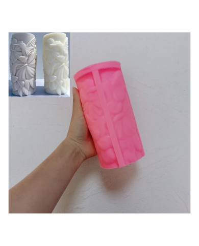 Silindir Çiçekli Kuş Mum Hobi Silikon Kalıbı - Kod: 1149