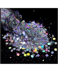 Epoksi Süsleme Glitter Pul Kare Holografik Gümüş - 5 gr