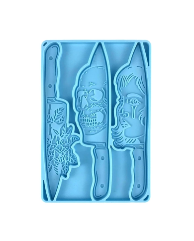 Kafatası, Bıçak ve Çiçek Şekilli Reçine Epoksi Hobi Silikon Kalıp - Kod: 1098