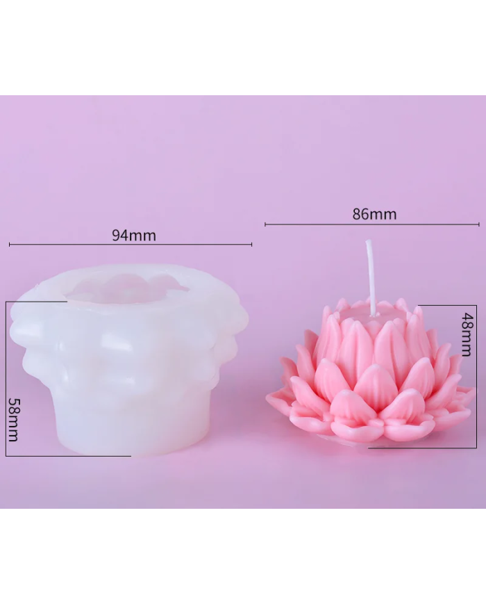 Çiçek Büyük Lotus Model - Silikon Mum Kalıbı - Kod:1185