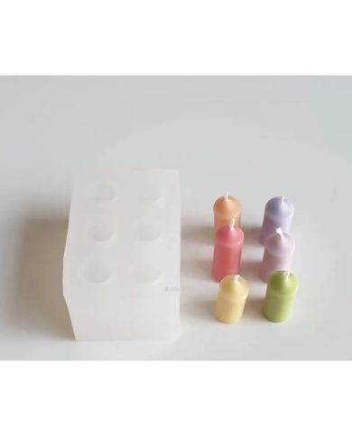 6 lı Kore Tarzı Mum Kalıbı - Hobi Silikon Kalıbı - Kod: 1201