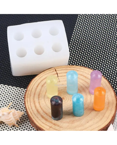 6 lı Kore Tarzı Mum Kalıbı - Hobi Silikon Kalıbı - Kod: 1201