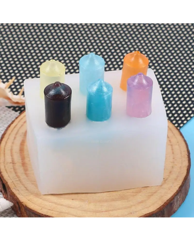 6 lı Kore Tarzı Mum Kalıbı - Hobi Silikon Kalıbı - Kod: 1201