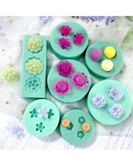 3'lü Çiçek Desenli Epoksi Mum Kalıbı - Kod: 1134B