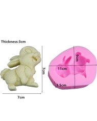 Tavşan Figürlü Epoksi Mum ve Beton Kalıbı - Kod: 964B