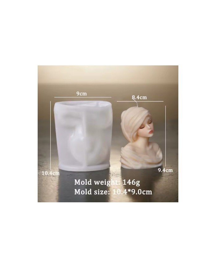 Kızıl Goncalar Örtülü Kadın Mum Beton Silikon Kalıp Kod 1257C