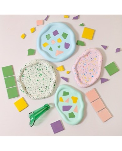 Asimetrik Yuvarlak Tepsi Bardak Altı Reçine Epoksi ve Beton Kalıbı - Kod:1272