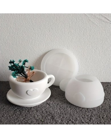 Aşk Kalpli Çay Fincanı- Epoksi ve Beton Kalıbı  -Kod:1273