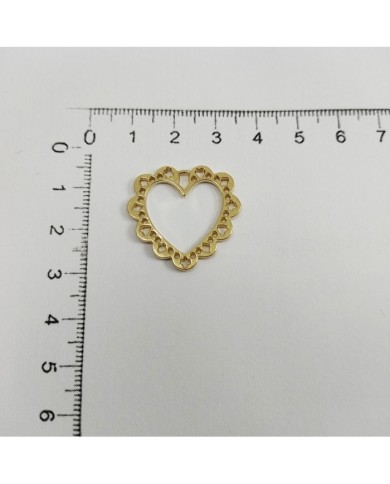 Kalp Çerçeve Model Gold Metal Kolye Ucu