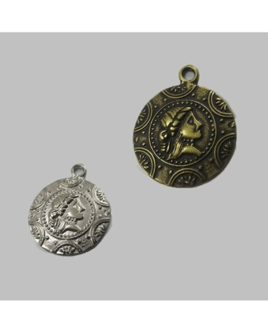 Metal Kolye Ucu - Portre - Gümüş