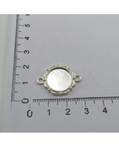 Metal Kolye Ucu - Gümüş Çift Kulplu Daire