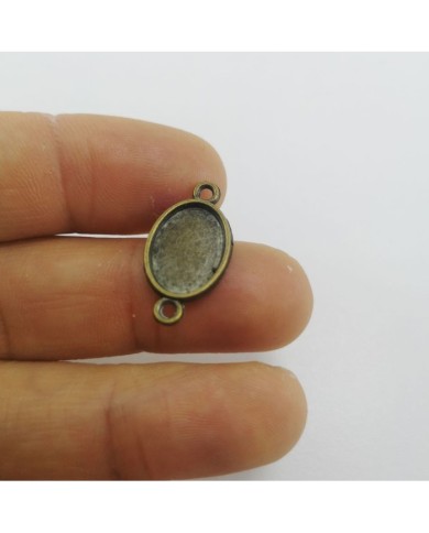 Metal Kolye Ucu - Çift Kulplu Oval