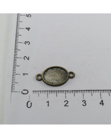 Metal Kolye Ucu - Çift Kulplu Oval