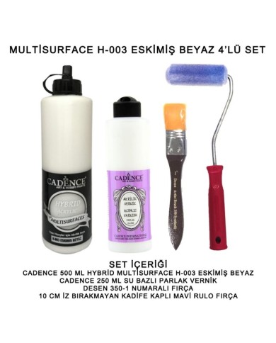 500ML H:03 ESKİMİŞ BEYAZ HYBRİD + 250ML PARLAK VERNİK 4'LÜ SET