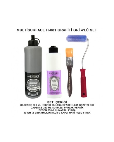 500ML H:081 GRAFİTİ GRİ HYBRİD + 250ML PARLAK VERNİK 4'LÜ SET