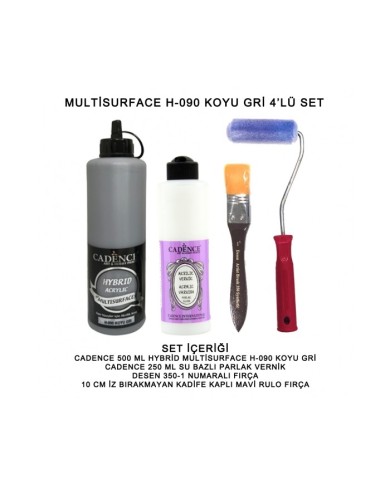 500ML H:090 KOYU GRİ HYBRİD + 250ML PARLAK VERNİK 4'LÜ SET