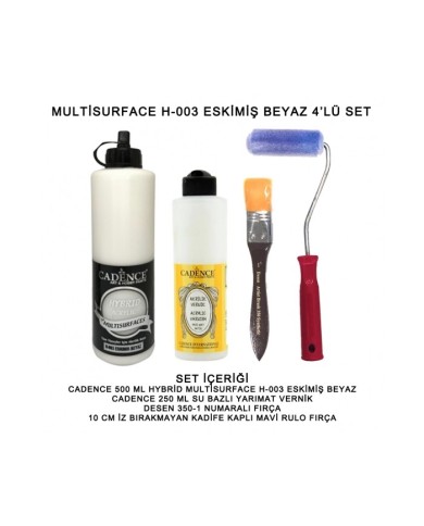 500ML H:03 ESKİMİŞ BEYAZ HYBRİD + 250ML YARIMAT VERNİK 4'LÜ SET