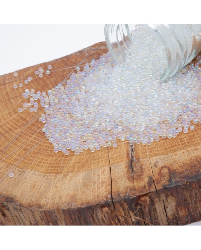 Beyaz Uçan Baloncuk Cam Boncuk Deliksiz 10 Gr