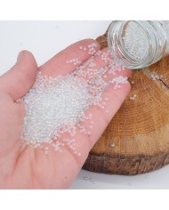 Beyaz Uçan Baloncuk Cam Boncuk Deliksiz 10 Gr