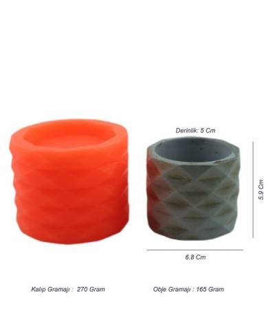 Geometrik Kristal Motifli Beton Saksı Silikon Kalıp - B- 101