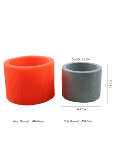 Silindir Beton Saksı Silikon Kalıp - B-132