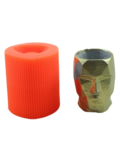 Yüz Motifli Beton Saksı Silikon Kalıp - B-148