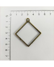 Yan Kare Büyük Reçine Metal Kolye Ucu Renk Seçmeli