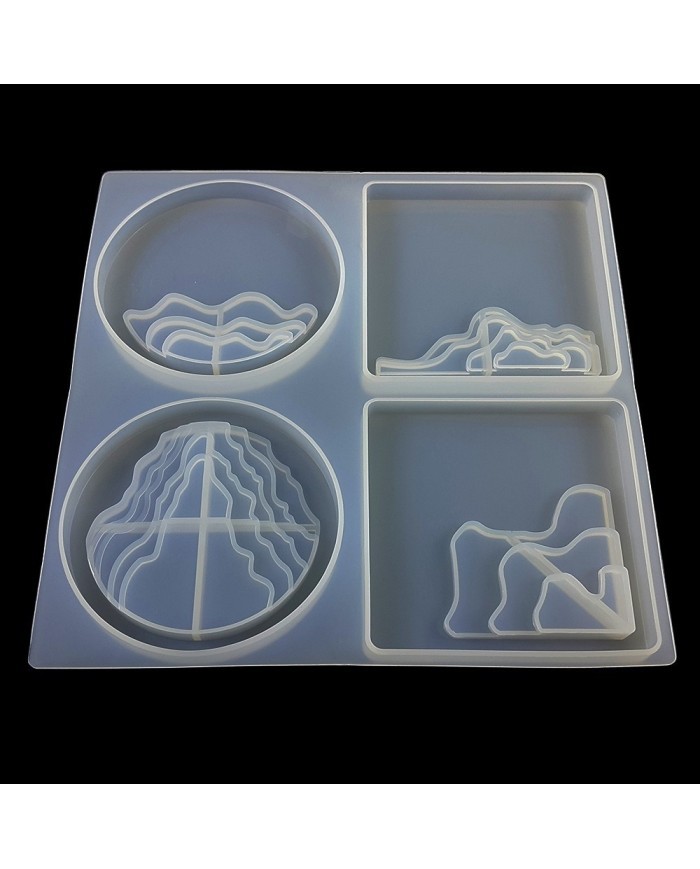 Dalgalı Bardak Altı Reçine Epoksi ve Beton Kalıbı -Kod:349