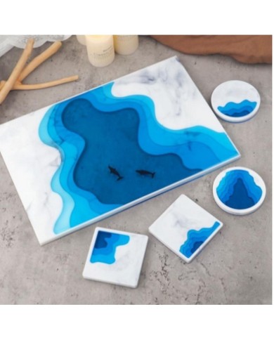 Dalgalı Bardak Altı Reçine Epoksi ve Beton Kalıbı -Kod:349