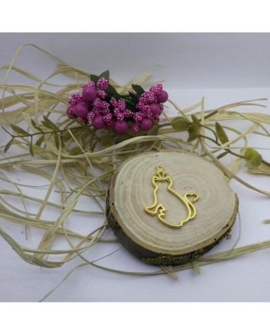 Taşlı Kedi Model Reçine Metal Kolye Ucu Renk Seçmeli