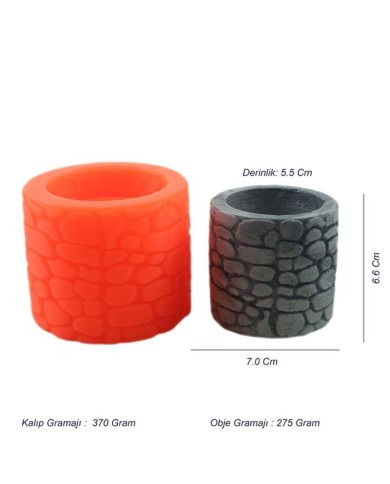 Duvar Motif Beton Saksı Silikon Kalıp - 117