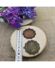 Kolye Ucu - Kenarı Şekilli Yuvarlak Eskitme Antik Sarı