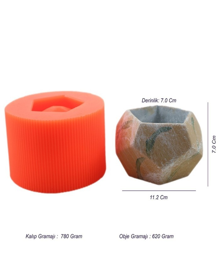 Geometrik Beton Saksı Silikon Kalıp - 126