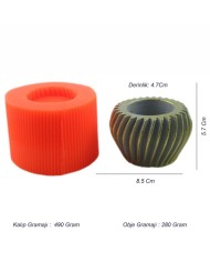 Spiral Çizgili Beton Saksı Silikon Kalıp - 151